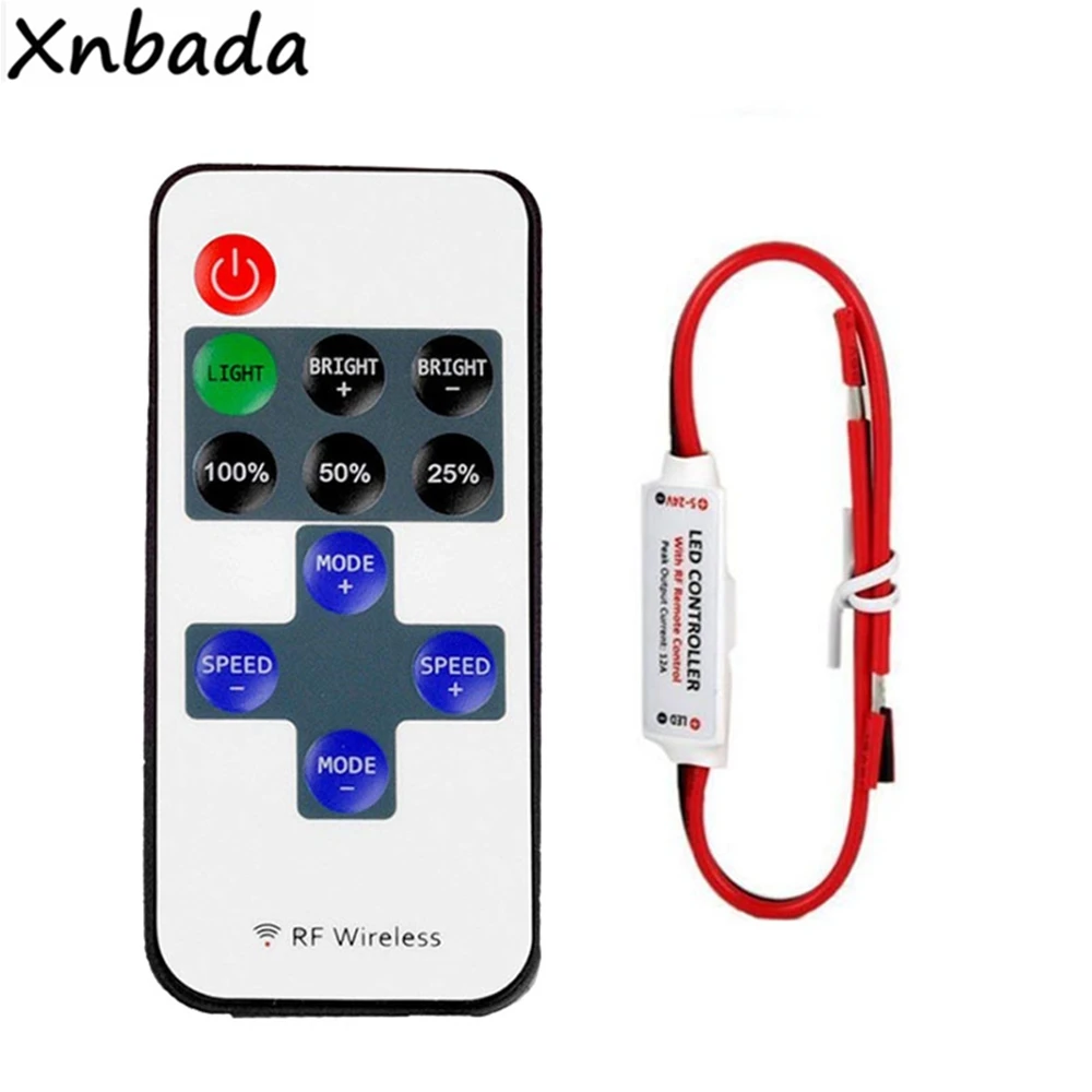 Mini 11Keys RF Wireless Led Remote Controller Led Dimmer Controller For Single Color Light Strip SMD5050/3528/5730/5630/3014