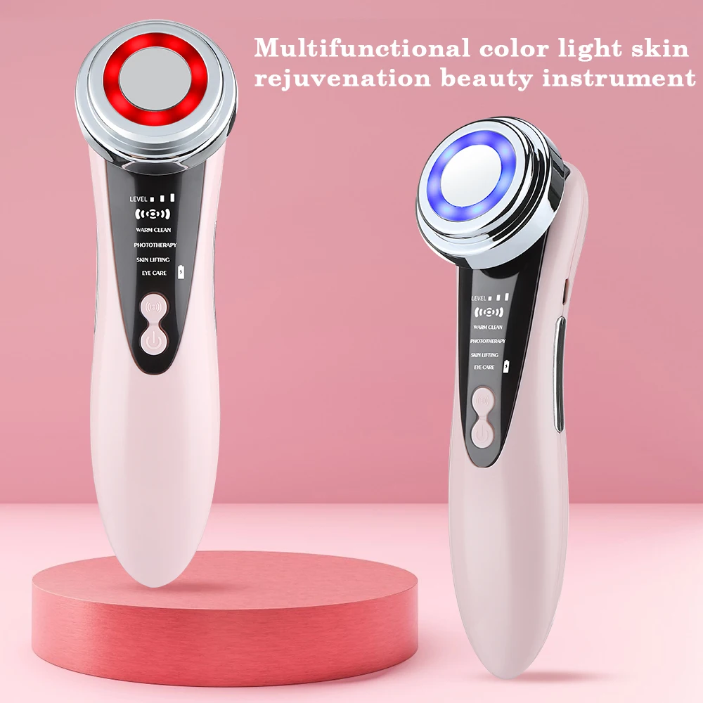 EMS microcorrente pele aperto massageador, mesoterapia dispositivos de elevação facial, spa vibratório rosto, rejuvenescimento da pele LED, limpo, 4 em 1