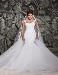 Vestido de noiva renda com crystal beading, sexy, costas ilusão, sereia africana, branco puro, tamanho grande, 2020