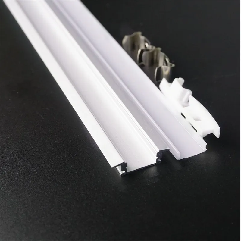 10X1M Embedded Aluminum Profile For Led Strip Milky Transparent Cover For 12mm 5630 Pcb Bar Light Tape Housing