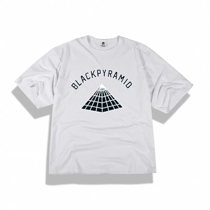 Fashion Oversize Design T Shirt Men Chris Brown Black Pyramid Letter Print T-Shirt Skateboard Hip Hop Short Sleeve Tops