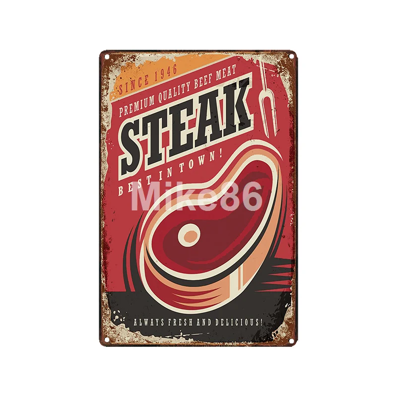 [ Mike86 ] Seafood Steak store Metal sign Painting Poster Art 20*30 CM LT-1910