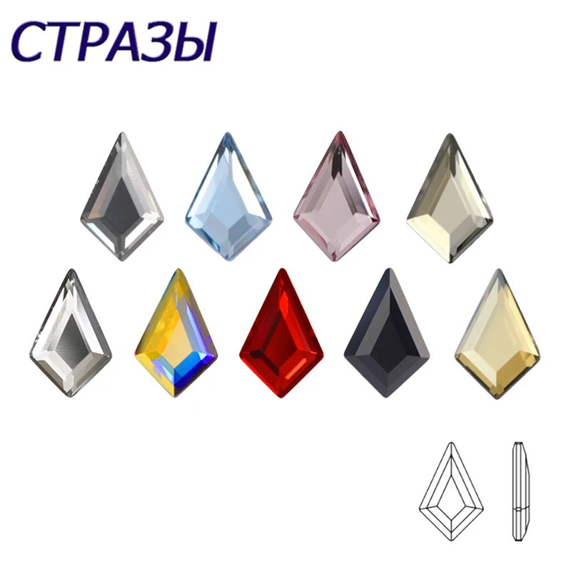 5x8mm bentuk panah seni kuku berlian imitasi perhiasan Strass semua ukuran Flatback batu kristal warna-warni untuk 3D kuku pesona aksesoris