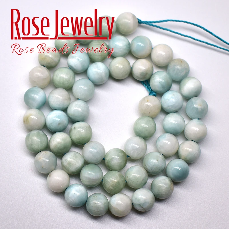 A+ Natural Green Larimar Stone Beads Rare Semi-precious Round Loose Beads For Jewelry Making Diy Charms Bracelets 6 8 10mm 15\