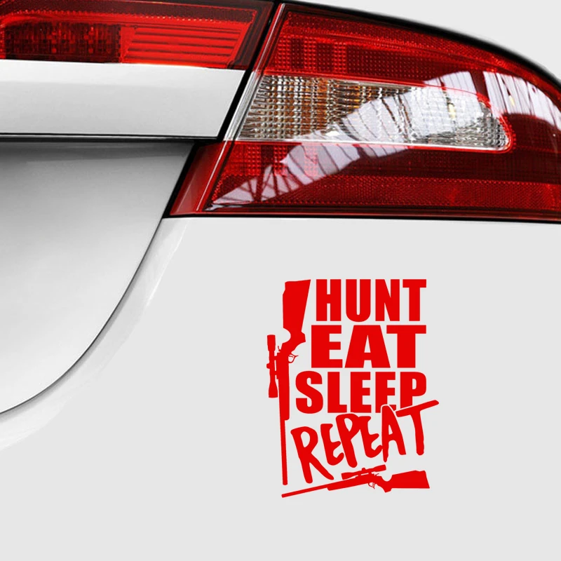 17*13.4cm Hunting Fishing Hunt Eat Sleep Car Stickers Vinyl Sticker Motorcycle SUVs Bumper Laptop Car Styling