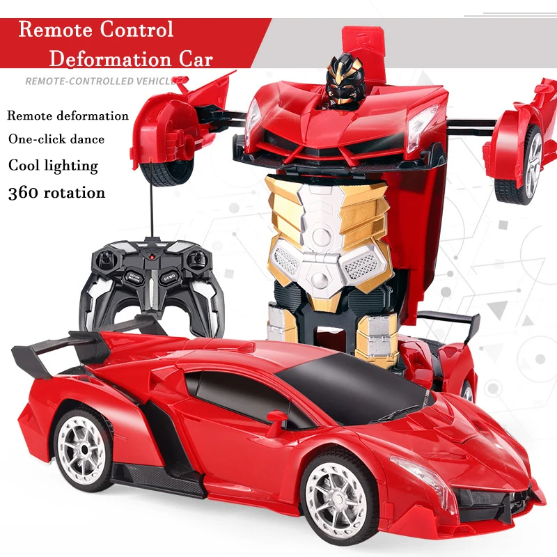 2IN1 Electric RC Car Transformation Robots One-key Deformation Car Outdoor Remote Control Sports Car Model  Children Boys Toys