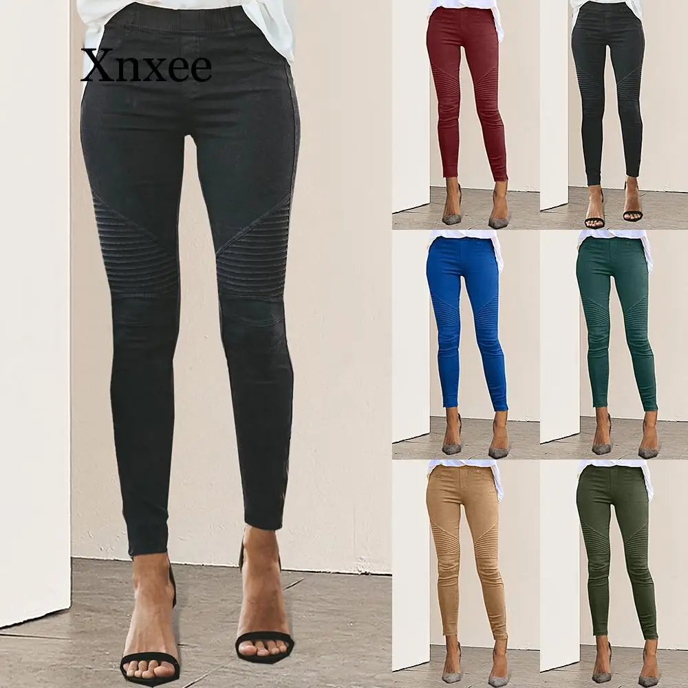 

Women Jeans Legging striped Print Legging Women Imitation Jean Slim Fitness Legging Elastic Seamless Jeans Track pants women