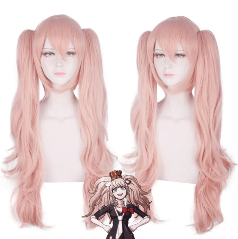 Trigger Happy Havoc women Enoshima Junko cosplay wig Enoshima Junko role play ponytails with bears hair pins