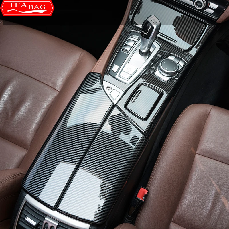 Car Styling Carbon Fiber Pattern Center Console Armrest Storage Box Protection Cover Trim For BMW 5 Series F10 F11 G30 G32