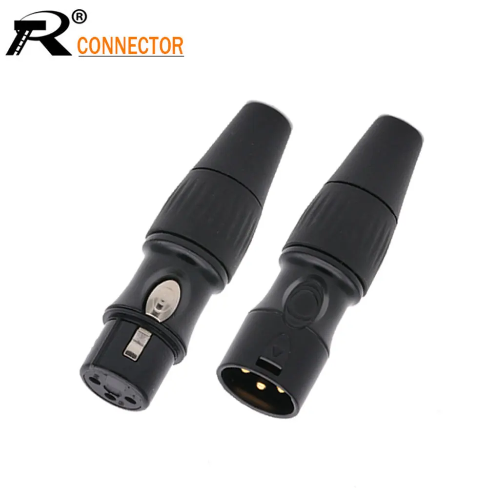 2pcs New Arrival DIY Solder Type Metal Material Audio Signal Plug XLR Male 3 Pin Audio Microphone Cable Connector