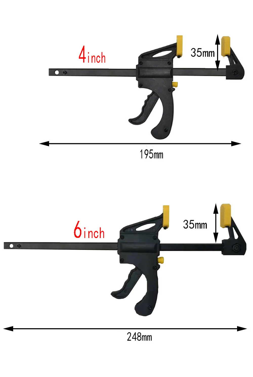 3/4/5pcs 4 inch or 6 inch Woodworking Bar F Clamp Clip Hard Grip Quick Ratchet Release DIY Carpentry Hand Vise Tool 