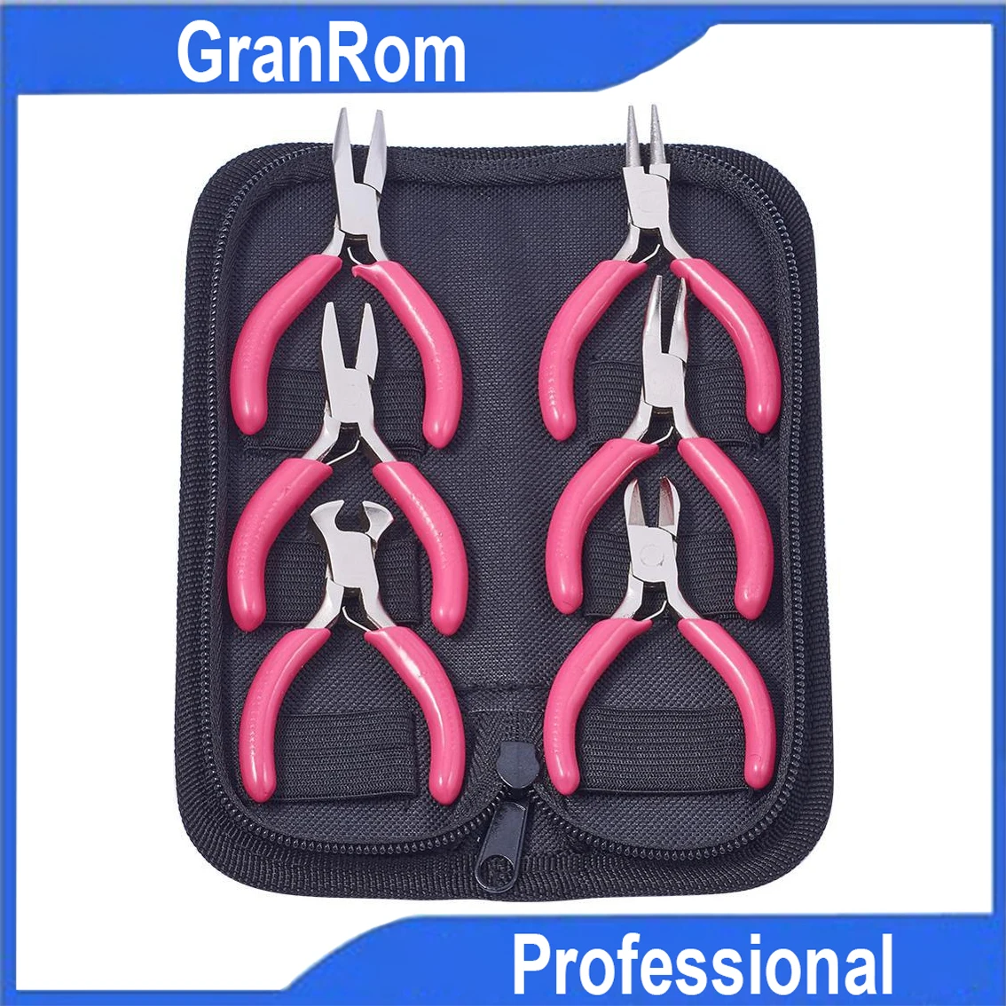 Mini Jewelry Pliers 6pcs Kit with Tool Bag Rose Red Handle Carbon Steel Pliers Handmade Jewellery Making Hardware Tools