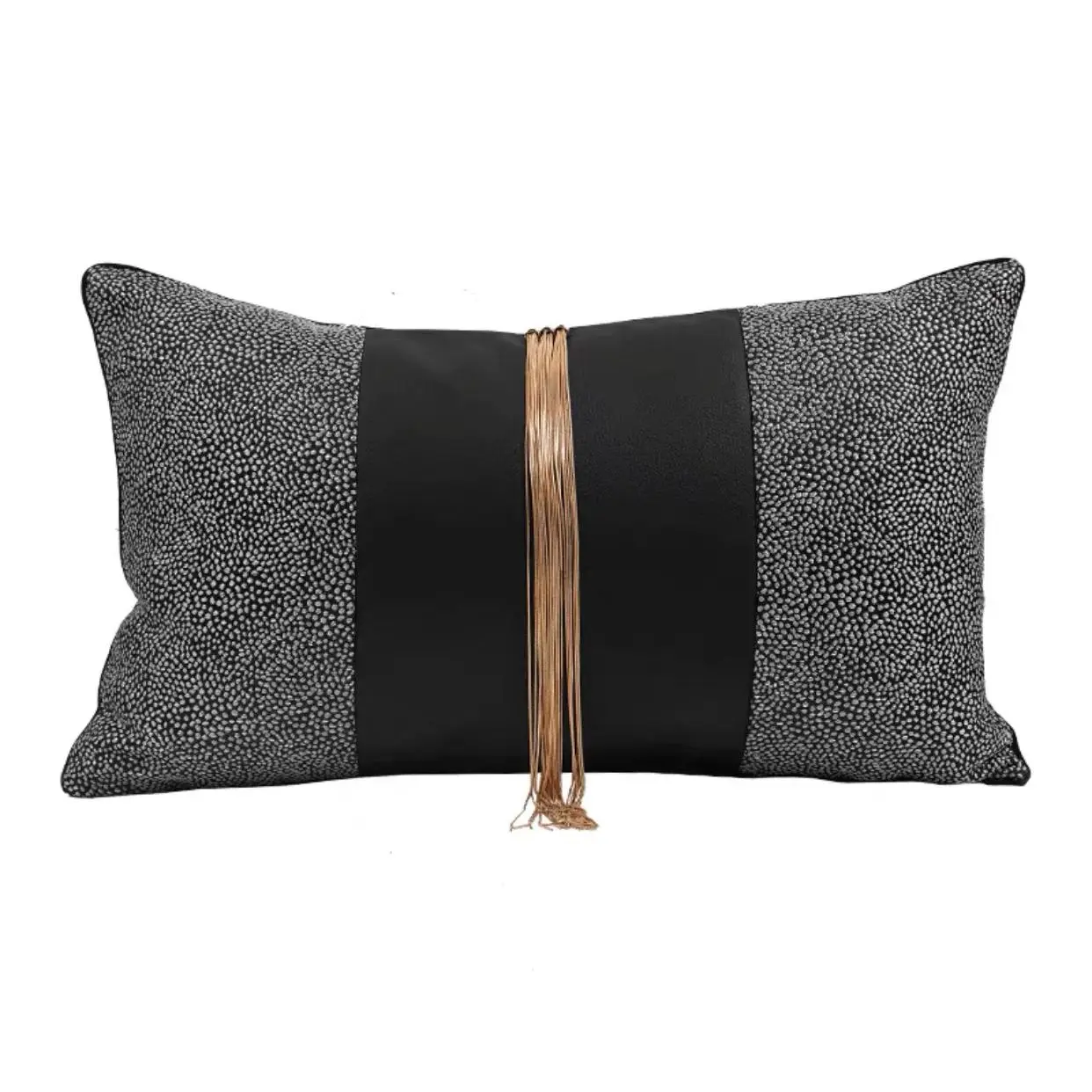 

Decorative Cushion Cover Set For Living Room Sofa Gold Metal Tasssel Waist Pillowcase Grey Black Home Decor Cushions 30x50cm