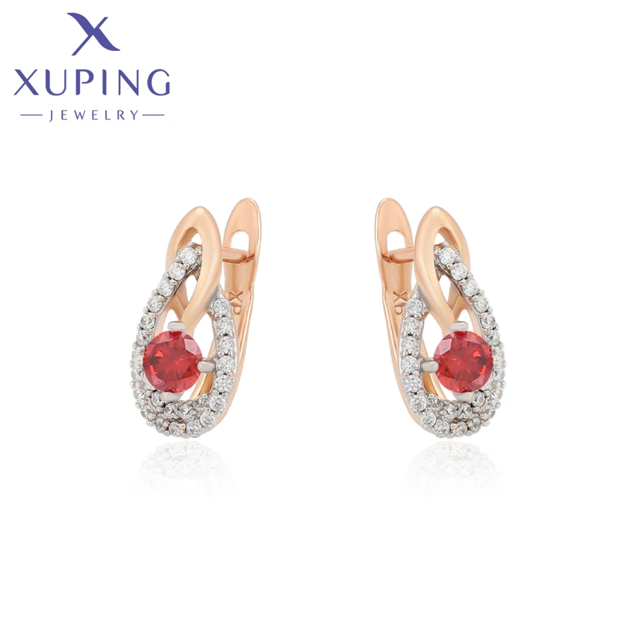 Xuping Jewelry Round Stone Copper Alloy Simple Model Gold Color Earrings For Women Party Birthday Gift A00855178