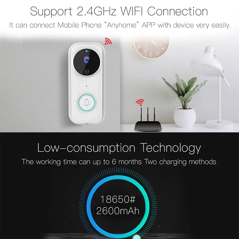 Doorbell Camera Wifi 1080P Video Call Two Way Audio Motion Detection Smart Home Ring Remote Wireless Outdoor Door Bell Camera