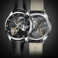 JINLERY Skeleton Diamond Tourbillon Watch Mechanical Hand Wind Watches Special Mechanical Luxury Watches Steel 2021 часы мужские