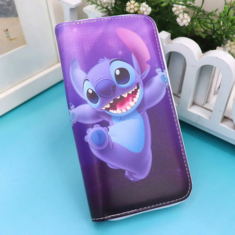 Disney-monedero con estampado de Lilo Stitch para niños, monedero de Mickey Mouse, Elsa, Princesa, figura de acción, bolso de mano de dibujos animados, regalo de cumpleaños