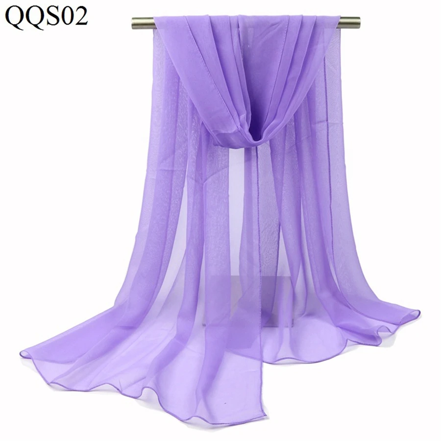 Women Pure Color Georgette Silk Scarf Lady Travel Fashion Monochrome Simulation Scarves and Wraps Female Beach  Shawl Wholesale