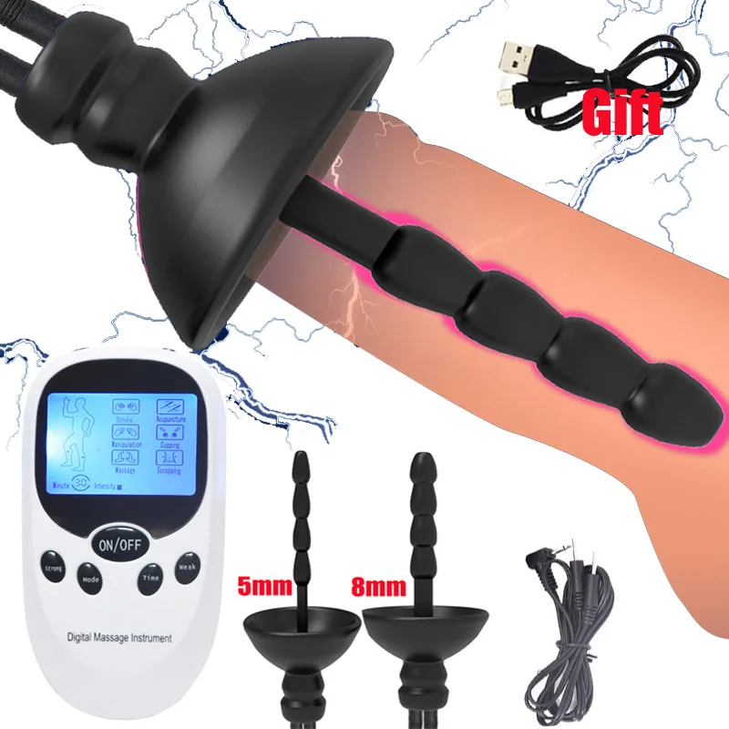 Electric Shock Waves Silicone Penis Plug E-stim Urethral Catheter Dilator Bdsm Toys Electric Sex Stimulation For Men Masturbator