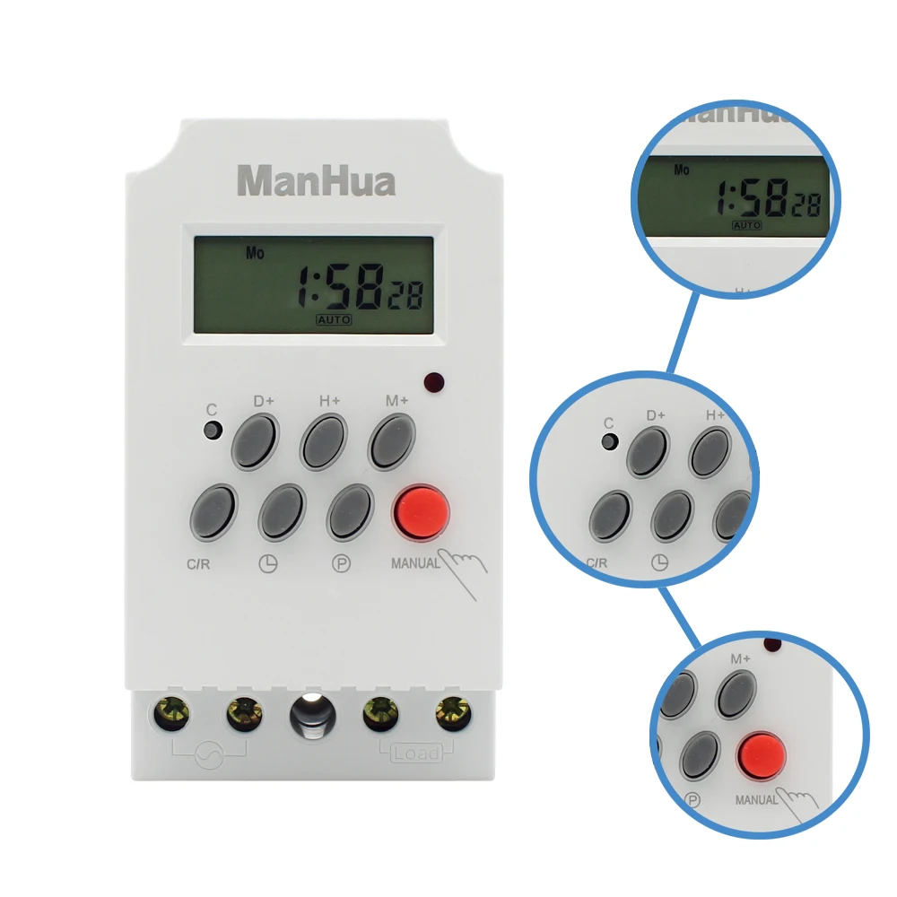 Imagem -02 - Manhua 25a 220 v Mt316 Melhor Vender Produtos Industrial Digital Micro Temporizador Programável
