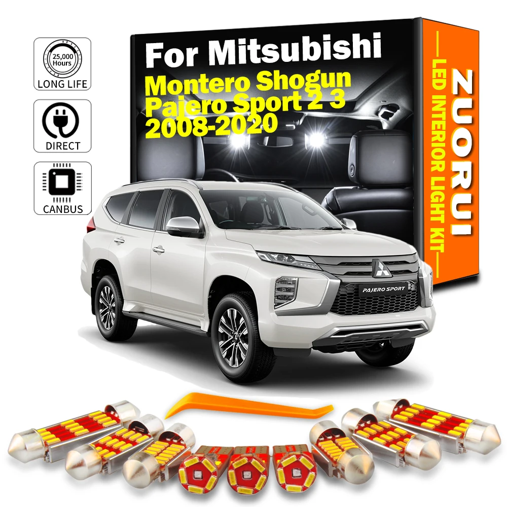 ZUORUI Canbus 8Pcs Car LED Interior Map Dome Light Kit For Mitsubishi Montero Shogun Pajero Sport 2 3 2008-2019 2020 Led Bulbs