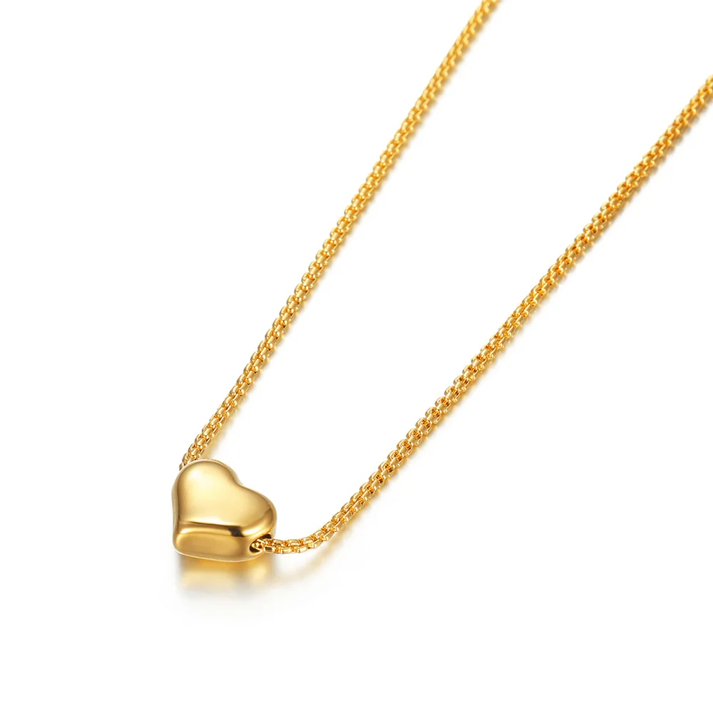 Gold Color Minimalist Smooth Tiny Love Heart Necklaces For Women Chokers 2021 Trend Fashion Party Gift Jewelry