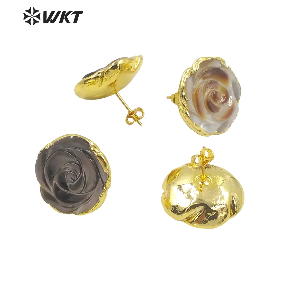 WT-MPE065 Elegant Fashion Rose Flower Fresh Water Pear Shell Daily Earring Cute Romatic Birthday Christmas Jewelry Gift For Lady