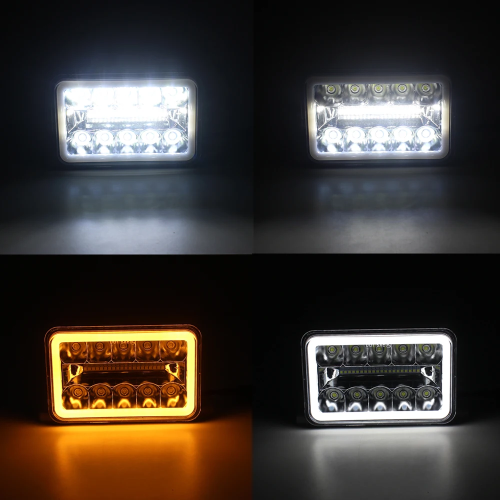 4x6 Square Led Headlight Sealed High Low Beam DRL Turn Signal Light for Kenworth Peterbilt H4651 H4652 for Chevrolet S10 1995