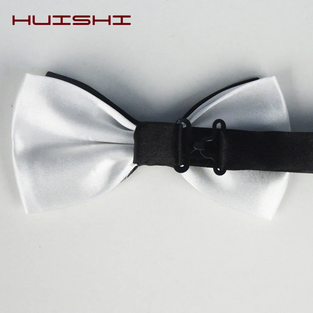HUISHI Sale 1PC Gentleman Men Bowtie Classic Solid Bow Tie Necktie For Wedding Party Fashion Adjustable Bow Tie knot Black White