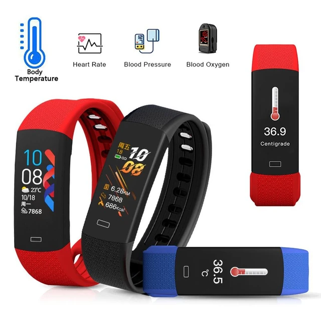 B6W Waterproof Body Temperature Blood Pressure Monitoring Sports Smart Bracelet