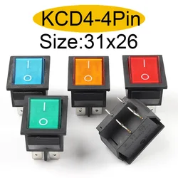 5PCS KCD4  Rocker Switch ON-OFF 2 Position 4 Pin Electrical Equipment With Light Power Switch Switch Cap 16A 250VAC/20A 125VA