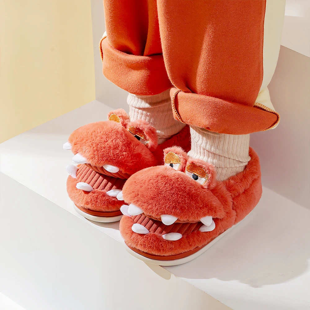 Children Winter Soft Plush Fluffy Slippers For Home Kids Girls Boys Flat Shoes Warm Room Cute House Fur Slippers Toddler Indoor