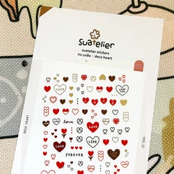 Suatelier Mini Shining Heart Nail Sticker Cute Love Letter Die Cutting PVC Material DIY Hobby Deco Craft Korea Origin Product