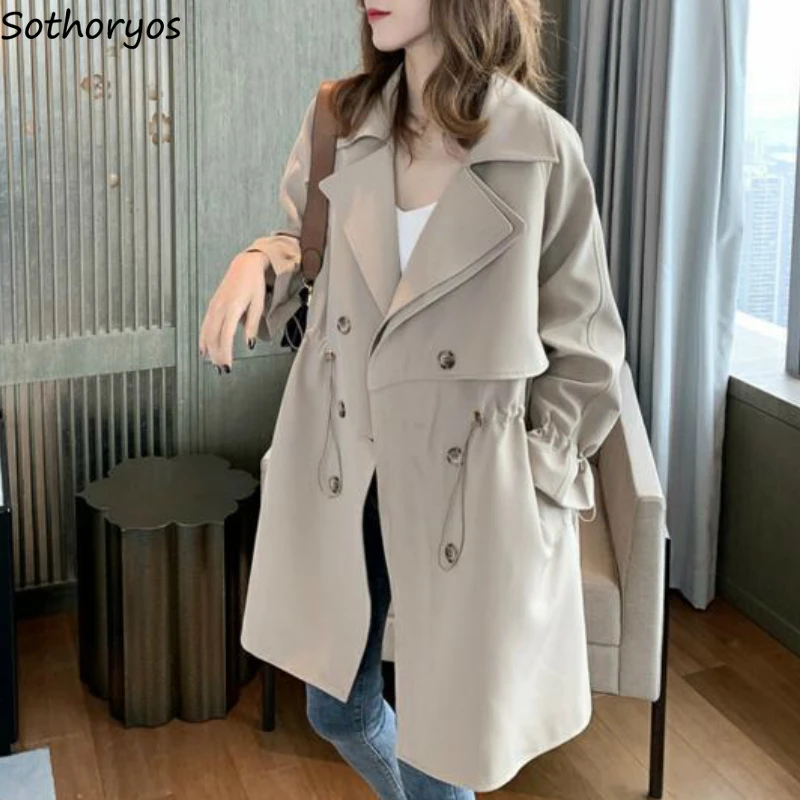 

Trench Women Spring Thin Solid Minimalist 3XL Loose Trendy Casual Korean Style Elegant Slim All-match Womens Ulzzang Chic Coats