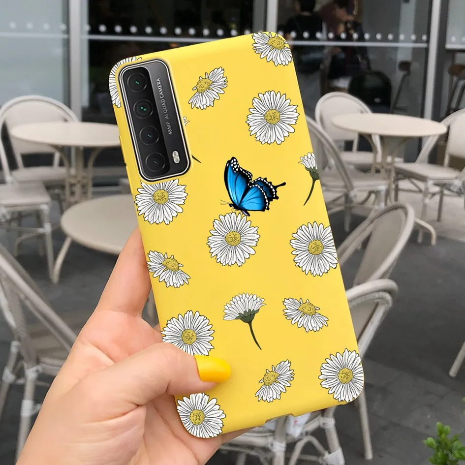 Fashion Flower Soft Case For Huawei P Smart 2021 Phone Cover Silicone Matte Protective Fundas For Huawei Y7A 2020 PPA-LX3 Bumper