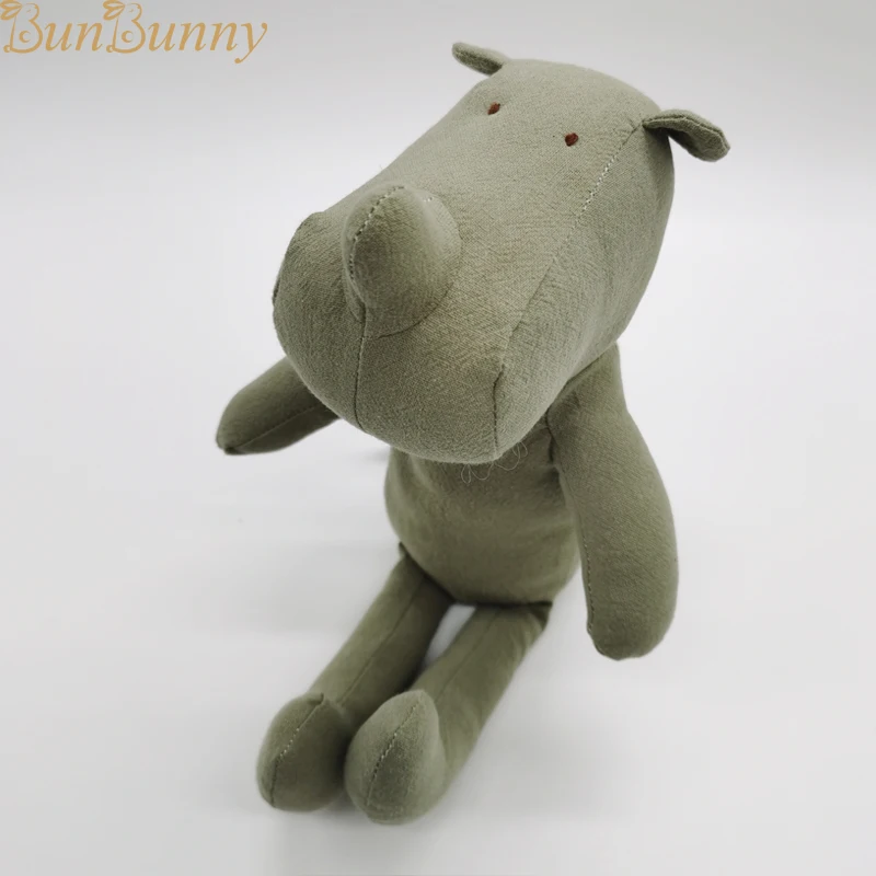 Soft Cotton Linen Rhinoceros Baby Soft Toys Kid Nursey Doll Cute Stuffed Animal Plushies Forest Animal Cloth Soft Toys Rag Doll