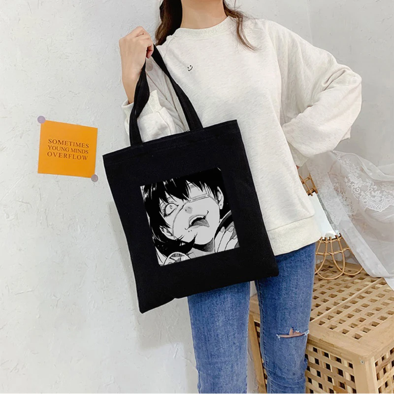 Japanese anime y2k female bag Harajuku gothic canvas bag horror cartoon large capacity shopper bag casual fashion shoulder bag