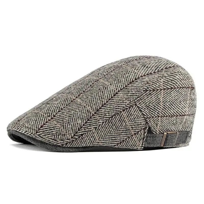 LDSLYJR 2021 Cotton Spring Autumn Solid Plaid Newsboy Caps Flat Peaked Cap Men and Women Painter Beret Hats 54