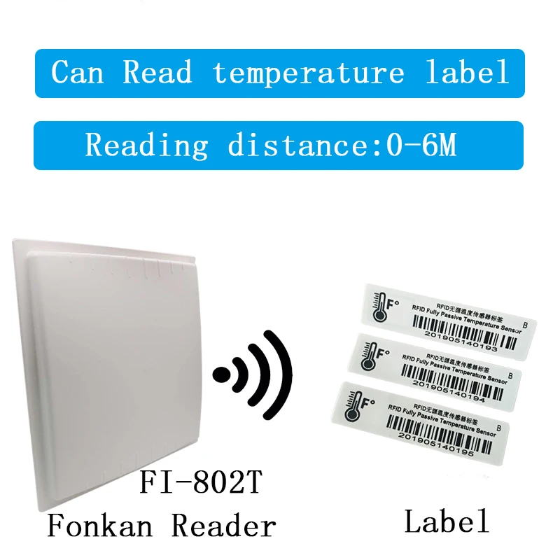 

FONKAN Long Range 12dBi UHF RFID Integrated Reader RS232,TCP/IP Which Can Read Passive Temperature Sensor Label Tag Detector