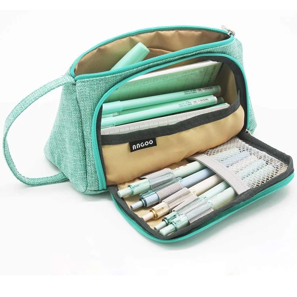 Angoo [Pure] color Pencil Case, Multi Slot Pen Bag, Big Storage Pouch Organizer for Stationery Cosmetic Travel Wallet A6443