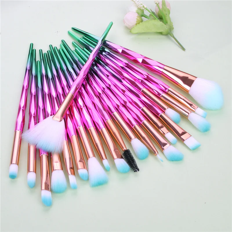 20pcs Makeup Brushes Set Diamond Crystal Handle Powder Foundation Eyeshadow Eyetail Concealer Highlight Blush Lip Cosmetics tool