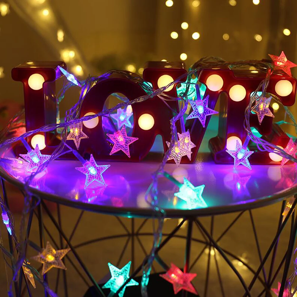 20LEDS USB Battery Operated Star String Lights LED Fairy Lights Christmas Party Wedding Decoration Lights Operate Twinkle Lights