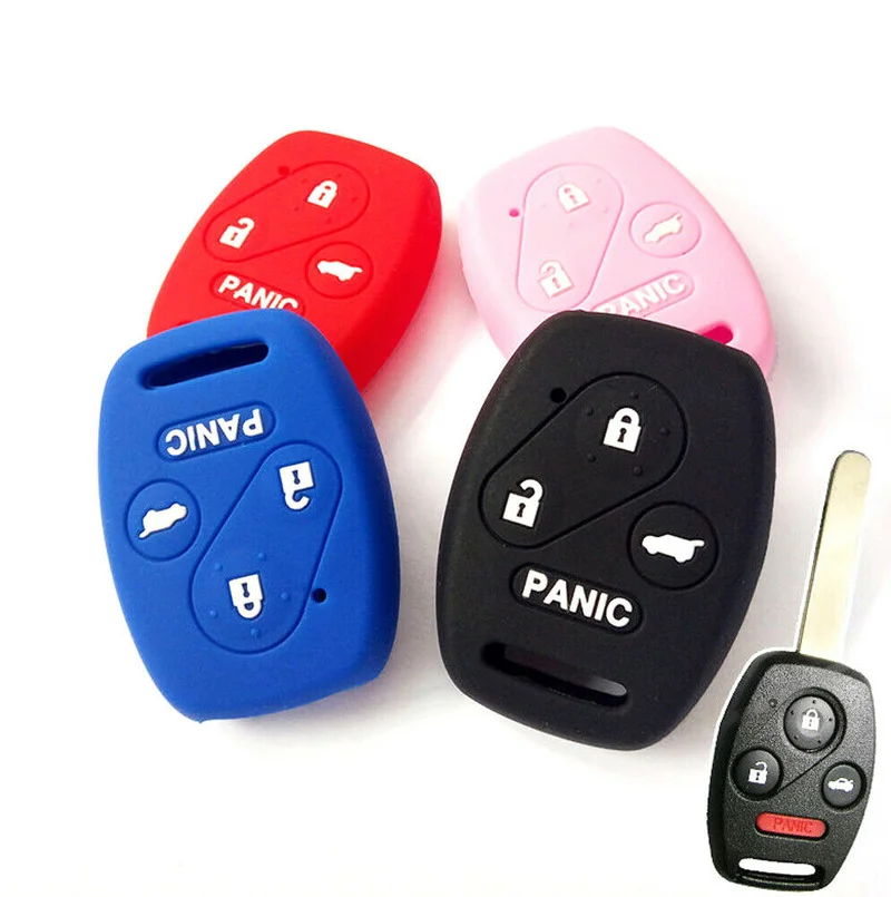 4-Color for Honda Accord Civic Silicone Car Key Case Cover Keyless Fob Shell Skin Holder Protector Covers 4 Button