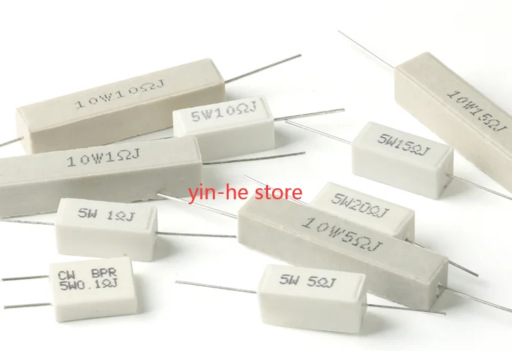 10 قطعة 5W/10W السيراميك الاسمنت المقاوم 0.1R 0.22R 0.25R 0.5R 1R 2R 2.2R 4.7R 5R 10R 15R 20R 25R 47R 100R 470R 1K