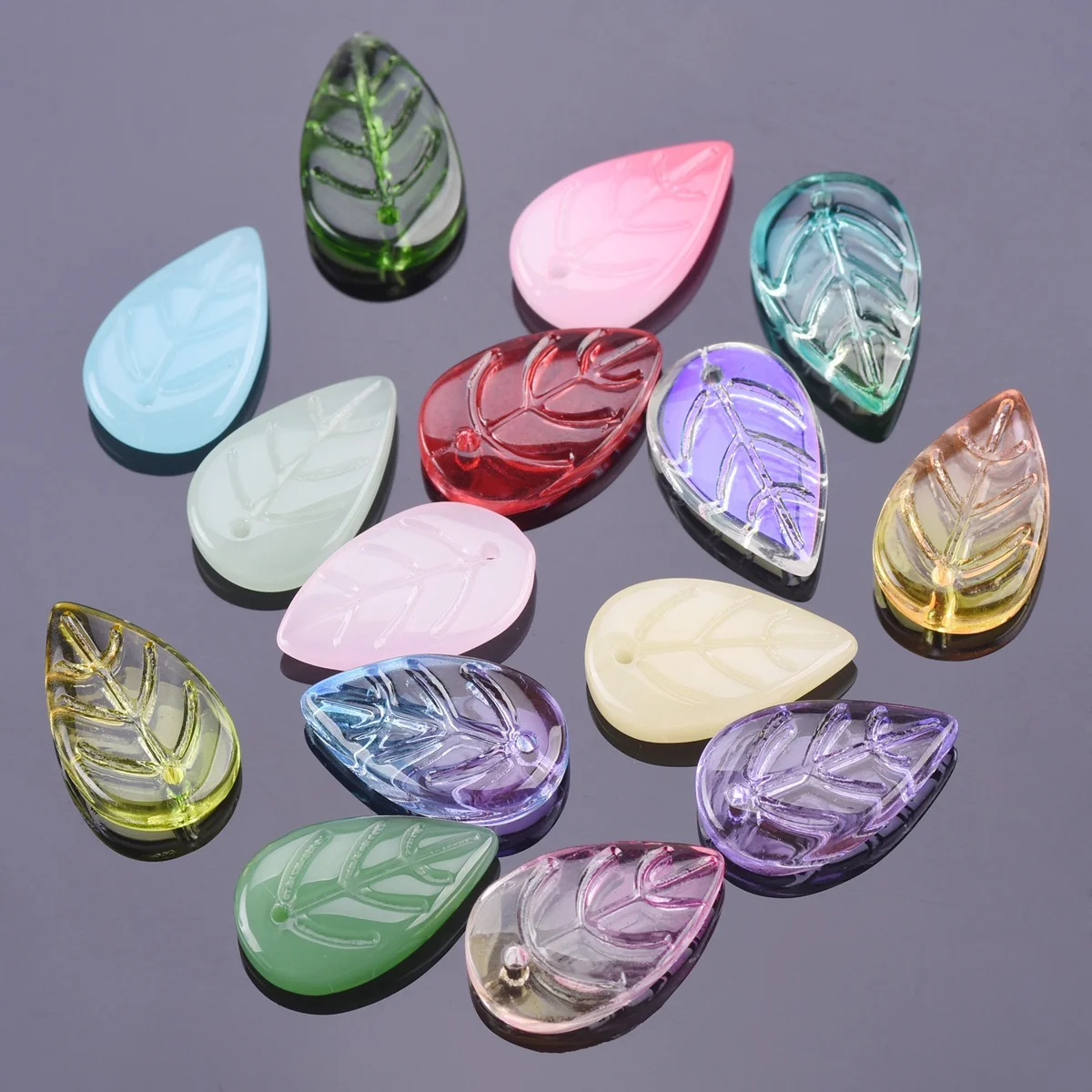 

10pcs 18x11mm Leaf Shape Petal Lampwork Crystal Glass Loose Beads Top Drilled Pendants for Earring Jewelry Making DIY Crafts