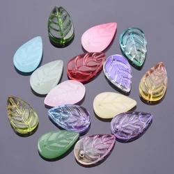 10pcs 18x11mm Leaf Shape Petal Lampwork Crystal Glass Loose Beads Top Drilled Pendants for Earring Jewelry Making DIY Crafts