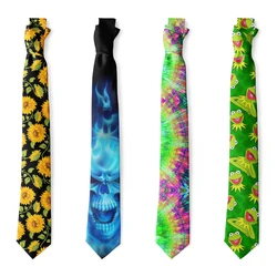 Fashion Sunflower Frog Print Men's Necktie Casual 8CM Nylon Party Wedding Necktie High Quality Funny Accessories Men Necktie