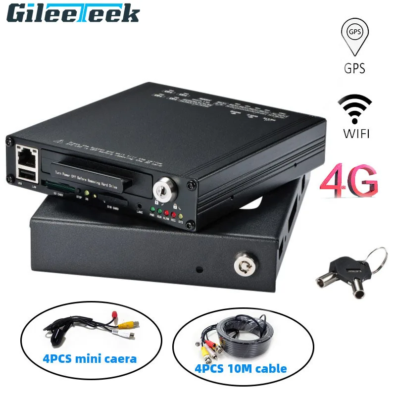 

4G+wifi+GPS Security DVR 1080P Cameras Kit Video Recording System HDVR9804 4CH AHD Car Bus Truck Vehicle Mobile DVR Monitor Set