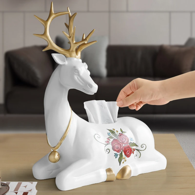 

Deer statues For culture of living Tissue Box holder Coverage Container animal Tabletop Deer sculpture Decorations for home