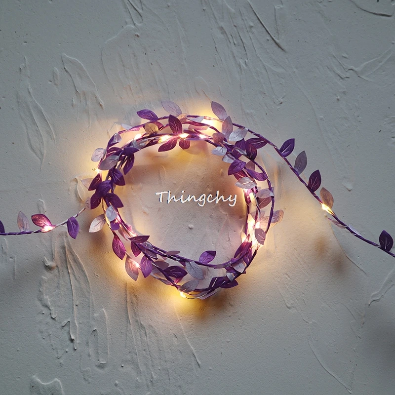 Tiny bladeren garland fairy light led koperdraad Batterij string lights voor Bruiloft bos Tafel Kerst home party Decoratie
